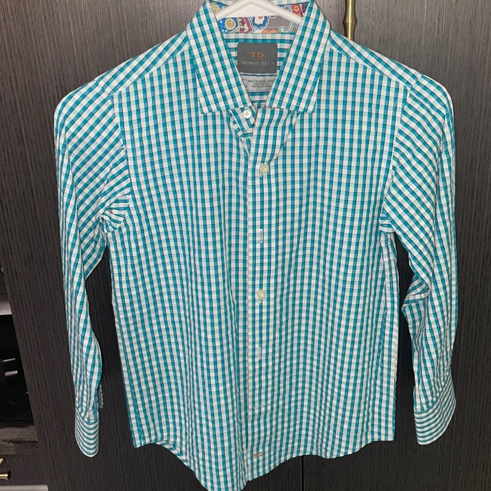 TD Thomas Dean Green Dressy Collar 👔 size 7